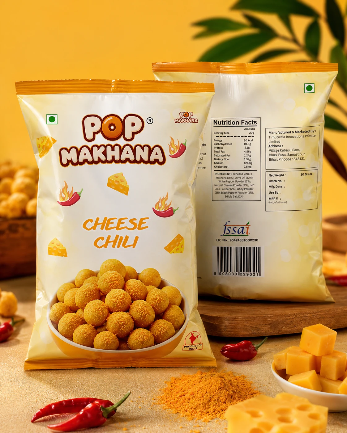 Pop Makhana Cheese Chili pack